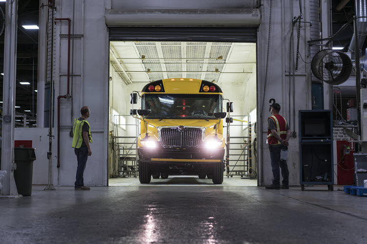IC Bus With Headlights In Factory