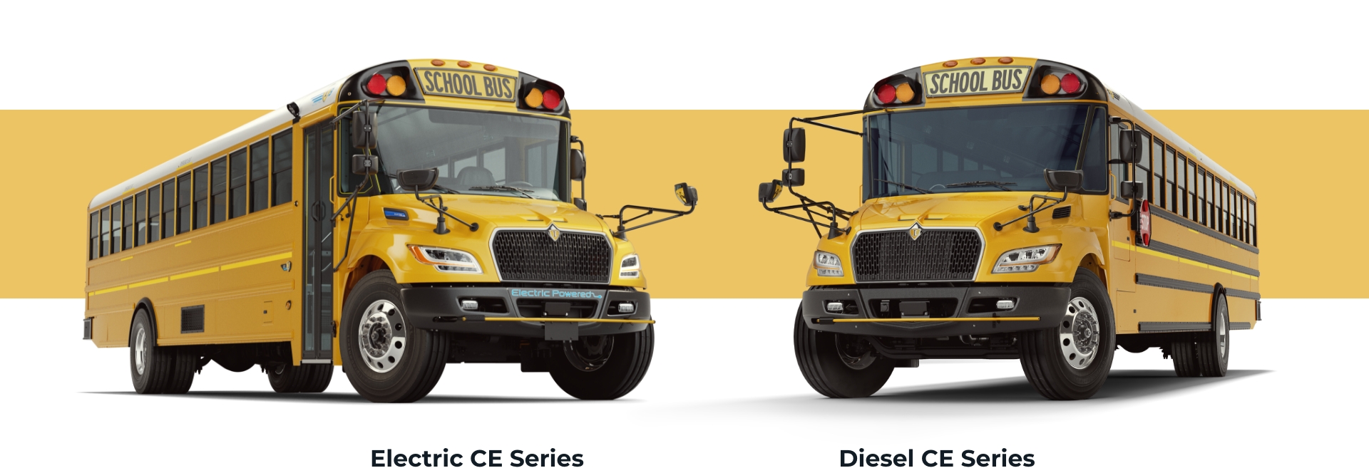 Yellow school bus side by side