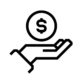 Dollar sign in hand icon