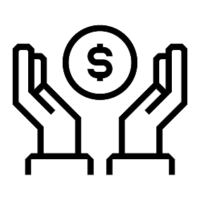 Dollar sign in two hands icon