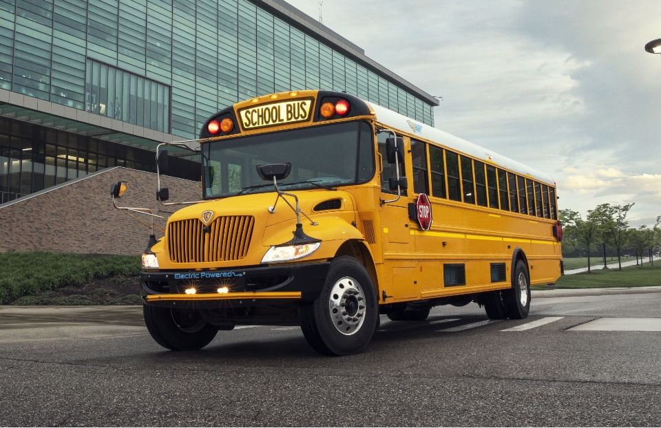 Yellow school bus on street